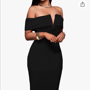 Never worn sexy black mid- length zip up back dress